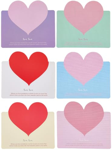 BEAMARKER 30 Tarjeta de Felicitación En Forma de Corazón de 6 Colores, Tarjetas de Agradecimiento En Blanco, Notas de Regalo DIY, Papel Rectangular para San Valentín, Aniversario, Boda, Fiesta, 5