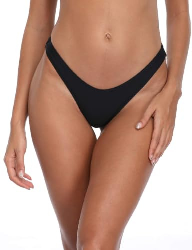 RELLECIGA Women's Thong Bikini Bottom Brazilian Bathing Suit Bottoms M