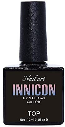 INNICON No Wipe Top Coat 12 ml, UV/LED Einweichen Langlebiges, umweltfreundliches Gel Nagellack Gel Nagelkunst Maniküre Geschenkbox für Thanksgiving Top Coat Gel