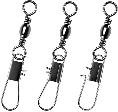 Alwonder 100 Pcs Quick Change Fishing Snap Swivel Terminal Tackle Quick Change Interlock Rolling Swivels Fishing Snap to Line Lure Connectors High Strength Tackle Accessories 12kg Size 11