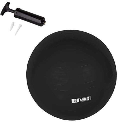 Calma Dragon pilatesboll 55 cm/65 cm/75 cm diameter, graviditetsboll, fitball, med uppblåsare ingår, stor boll för yoga, gymnastik, fitness (svart, 65)