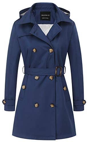 CREATMO US Women's Winter Coats Swing Winter Long Overcoat Jacket Navy L