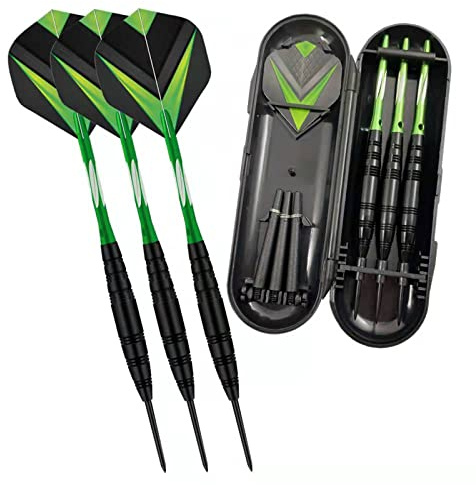 Aiqilai Darts Set 3 Pack,23g Professional Steel Tip Dart with Aluminum Shafts(+3 More Spare Shafts) and 6pcs Flights And Darts Case