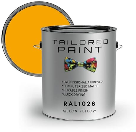 RAL1028 Giallo melone 1 litro diretto su metallo 1k pennello o spray su vernice lucida finitura liscia esterno e interno (primer all-in-one, fondo e finitura – resistente alla corrosione e alla