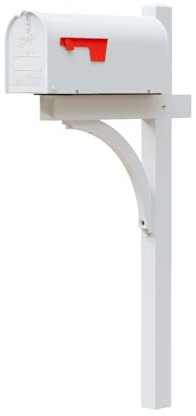 The Glenbrook Aluminum Mailbox Post - Complete System with Steel Mailbox and Aluminum Post Included (All White)
