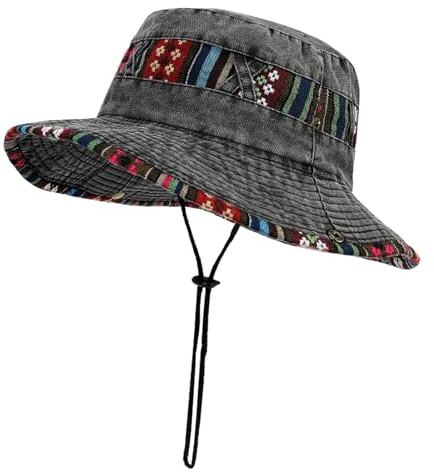 SAKTHIVEL Sonnenhut Herren Sommerhut UV Schutz Baumwolle Faltbar Safari Hut Outdoor Wanderhut Buschhut Fischerhut Anglerhut Gartenhut Boonie Hat