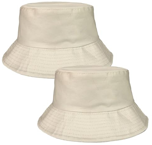 FUIPVGI 2 Stück Fischerhut Bucket Hat Fischerhüte Herren Damen Bucket Hat Unisex Sommerhut Fischerhüte Anglerhut UV-Schutz Sonnenhut Faltbar zum Wandern Camping Reisen Angeln 55-58cm (Beige)
