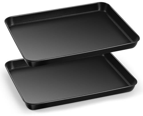 HaWare Oven Baking Tray, Nonstick Baking Sheet Pan Set of 2, 31.4 x 24.6 x 2.5 cm, Carbon Steel Cookie Tray for Baking/Cooking/Serving, Heavy-Duty & Non Toxic, Rust Resistant & Easy Clean - Black