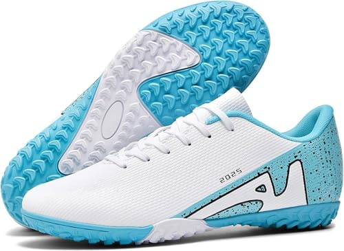 Kmrlofiy Fotbollsskor, herr, spike, mikrofiber, cleats, professionella fotbollsskor, barn, ungdomar, utomhus, sport, sport, träningsskor, sportskor, Vit 1, 42 EU