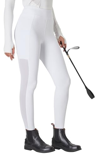 FitsT4 Sports Pantaloni da equitazione da donna, con ginocchia in silicone antiscivolo e tasche laterali, traspiranti ed elastici, perfetti per la scuola di equitazione e il ciclismo in