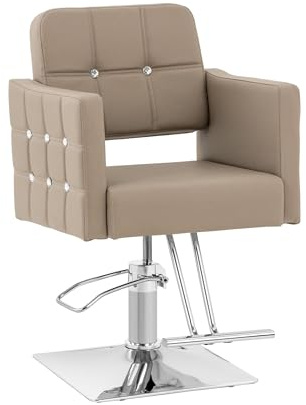 physa Poltrona da parrucchiere Cottam con poggiapiedi Altezza di seduta: 49-63 cm 150 kg Grigio chiaro Poltrona da parrucchiere Sedia da parrucchiere Poltrone per parrucchieri
