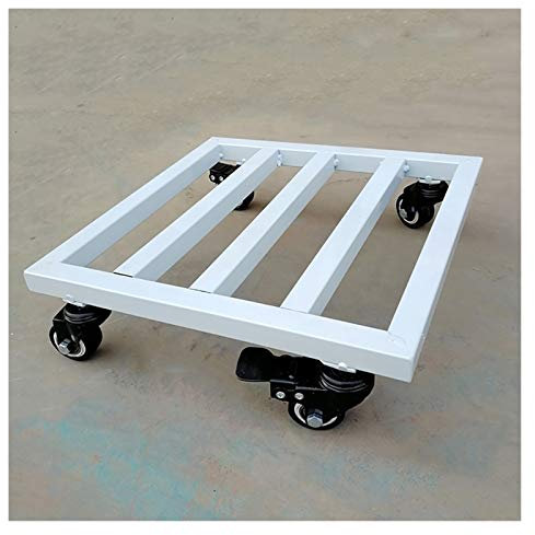 Support à Plantes carré en métal à roulettes, Chariot Robuste pour Pots de Fleurs, Chariot à roulettes pour intérieur et extérieur (Blanc 25 cm)