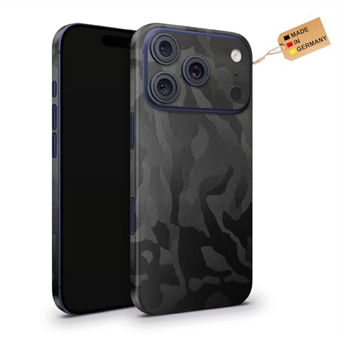 TF Skins Skin compatible avec iPhone 17 Pro Max, film protecteur Skin couverture complète 360° avec découpe pour logo (Shadow Black)