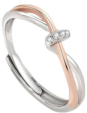 Anelli con nodo infinito a forma di cuore da donna, anello con nodo dell'amicizia madre-figlia, anelli aperti regolabili (Rose Gold)