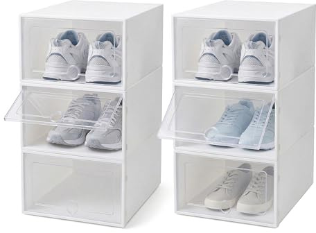 Generico Scatole per Scarpe Trasparenti Set 6 Pezzi – Contenitori Impilabili con Apertura Frontale e Fori di Ventilazione, Fino alla Taglia 44 – Organizer Salvaspazio per Armadio, Casa e Negozio