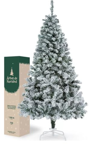 Nakloe - Arbol de Navidad nevado - Árbol de Navidad Plegable - Nieve Artificial Realista (180cm)