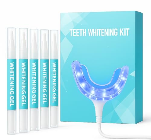 Shynova Apparecchio sbiancamento dentale LED – Kit dentale con punta luce blu e penne gel per denti bianchi – sbiancante denti per uso domestico