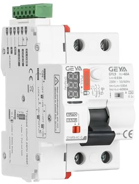 GEYA Auto Recloser RCCB Dispositivo di richiusura automatica Interruttore intelligente Display digitale del tempo di commutazione(Type A-2P-40A-0.03A)