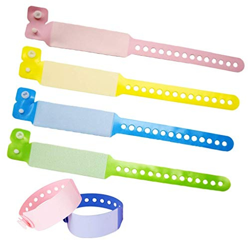SwirlColor Id Armband Kinder, 100 Pack Einweg Event-Sicherheitsarmband PVC SOS Notfall-Armband