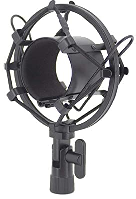Supmico Mikrofon Stoßdämpferhalterung Mikrofonspinne Mikrofonhalter Halterung Kondensatormikrofon Vibrationsgesichert mit 48mm-60mm Durchmesser Schwarz