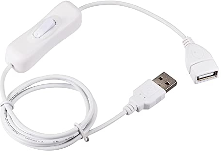 sourcing map USB Kabel mit Ein/Aus Schalter USB Stecker auf Buchse Verlängerungskabel 1m Weiß für LED Schreibtischlampe LED Streifen