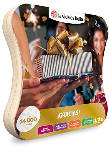 LA VIDA ES BELLA - Caja Regalo para Hombre o Mujer - ¡Gracias! - Ideas Regalos Originales - 1 Experiencia de gastronomía, Bienestar, enología o Aventura para 2 Personas