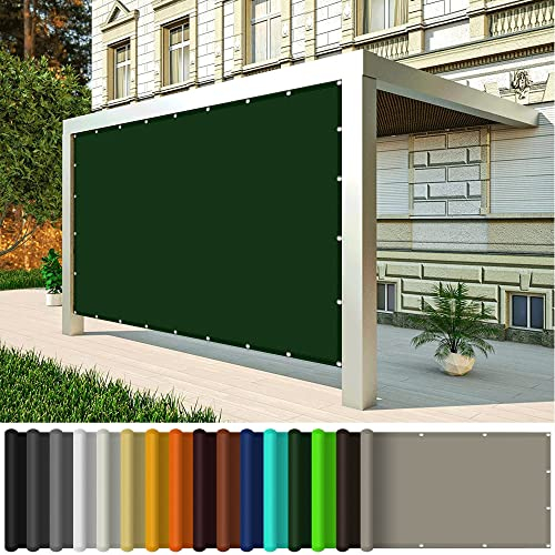 Sonnensegel Rechteckig für Garten 4.5 x 6 m, Rechteckiger wasserdichter Sonnenschirm mit Ösen und Befestigungsseile Terrassenüberdachung für Balkon Garten, Dunkelgrün