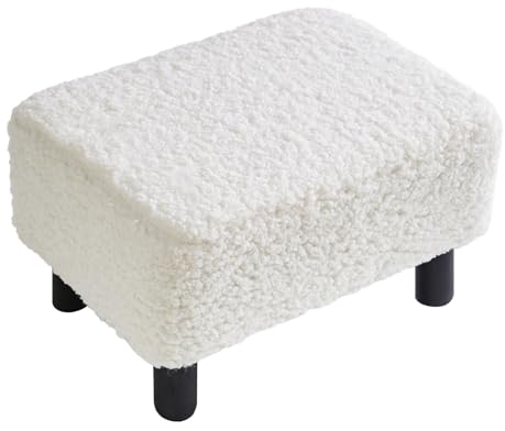 YMYNY Stilvolle Hocker, Kleiner Fußhocker, Rechteckiger Hocker mit stabilen Holzbeinen, Modernes Schuhwechselhocker für Wohnzimmer, Schlafzimmer, 42 × 29 × 24CM Weiß RF-BD216