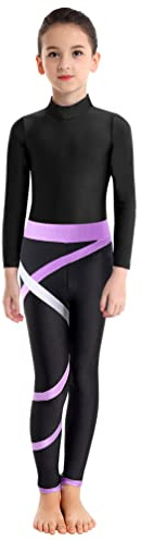 Fldy Kids Girls Gymnastics Leotards and Yoga Leggings Pants Dancewear Bodysuit Ballrt Dance Leotards Outfits Activewear Lavender 7-8 Years