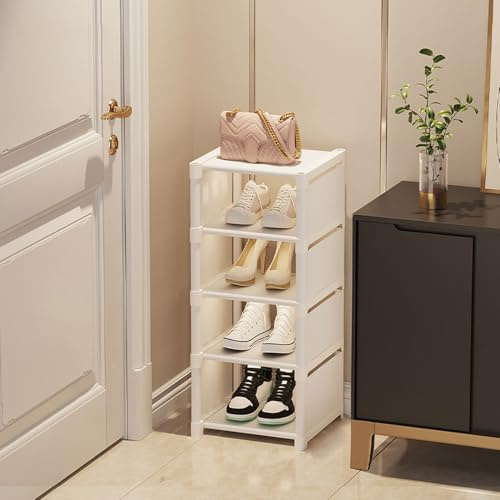 Vllcsla Scarpiera Bianca Stretta 5 Livelli, Scaffali Portascarpe Salvaspazio Ingresso Slim, 1 Livello per 1 Paia di Scarpe, Organizzatori Porta Scarpe per Corridoio, Camera da Letto, Soggiorno