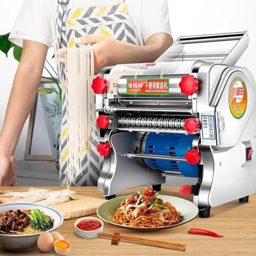 Fresca Máquina para Hacer Pasta Eléctrica 550W/750 W,espaguetis frescos caseros,con cortador (Varios tamaños disponibles), para fideos/espaguetis,RollerWidth22cm-KnifeWidth2/6mm