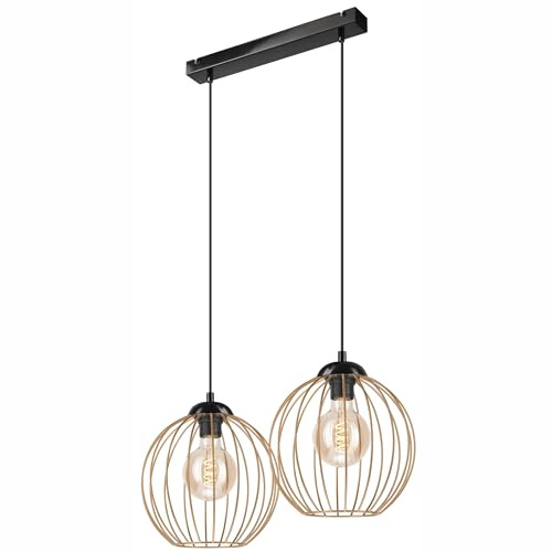LAMKUR Lampada a sospensione in filo oro sabbia ZOYA 2 x E27