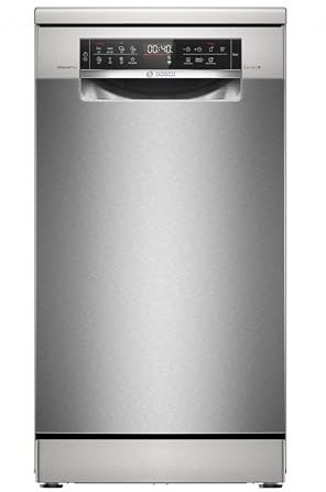 Bosch SPS6EMI21E Serie 6, Lavastoviglie Smart da libera installazione, 10 coperti, Cestelli personalizzabili, Motore EcoSilence Drive, Acciaio spazzolato anti-impronta, 45 cm.