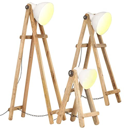 Générique Lampadaires 3 pcs Blanc E27 Bois de manguier Massif,Maison & Jardin,Luminaires,Lampes,Blanc,15.86 KG,320594