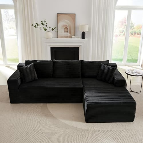 Sapgaks Sofá de esquina convertible de 3 plazas, sofá convertible, sofá de 3 plazas, sofá modular comprimido, sofá de salón, con chaise longue en forma de L, combinación libre