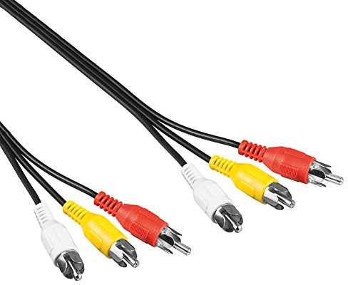 Composite Audio Video Kabel | 1,5 m | 3X Cinch Stecker auf 3X Cinch Stecker | Dreifach Anschlussstecker Rot Weiß Gelb | Stereo Verbindungskabel farbig Chinch RCA | Schwarz | 1,5 Meter