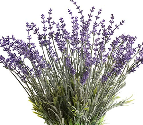 Flojery Artificial Lavender Flowers with Silk Flocked Fake Lavender Plant for Wedding Home Table Centerpiece Decor-Pack of 4