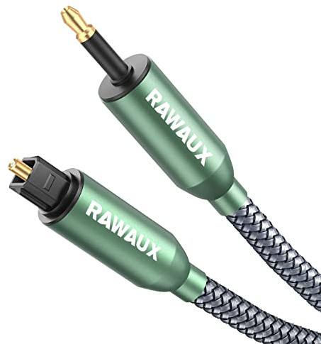 RAWAUX Optisches Kabel 3M Optisch Digital Audio Toslink auf Mini Toslink SPDIF Kabel 24K Vergoldeter Stecker Digitales Optical Audio Cable Adapter für TV, DVD, HiFi System