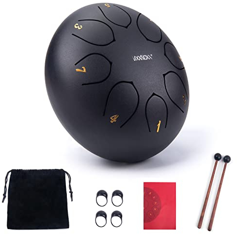 VixxNoxx Stahlzungentrommel Regentrommel Outdoor Garten Hand Drum Handpan Drum 6 Zoll 8 Noten C Key Musikinstrumente Percussion Instrument (Schwarz)