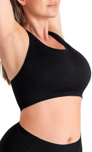 SHAPERMINT Sports Bras for Women - Sports Bra - Womens Workout Tops - Wireless Bra, Black, M