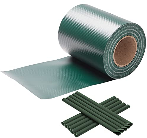 Izrielar Valla de PVC para jardín con 40 clips, 50 m x 19 cm, resistente al agua y al viento, protección visual para balcón y valla, color verde