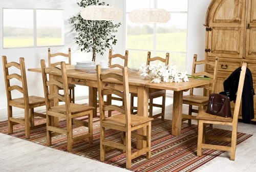 1a Direktimport Mexico Möbel Esstisch verlängerbar mit Ansteckplatten - Pinie massiv - Landhausstil