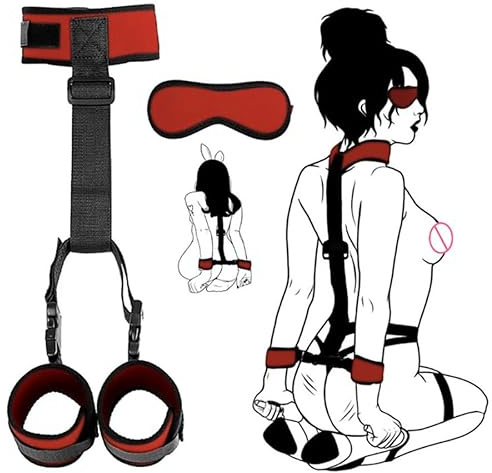 Neck to Wrist Restraints Rope kit,Bed Ties Restraints Sex Back Handcuf Bondage,Bed SM Games Play Sex Toys for Couples,BDSM Bondage Bquipment Set Blindfold Collar Handcuffs Couples Sweater Yoga