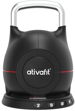 ATIVAFIT 20kg Adjustable Kettlebell 7 in 1 with Solid Aluminum Handle Quick Adjustment Weights With Safety Locking Systerm Space Saving Strength Training For Fitness Home Gym