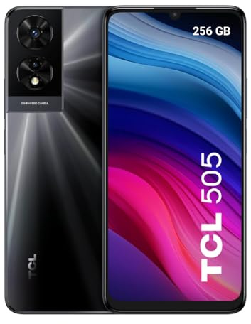 TCL 505 256GB - Smartphone de 6.75 Pantalla HD+ NXTVISION Mayor Confort Ocular, 10GB (6+4), Ampliable MicroSD, Dual SIM, Doble Altavoz, Cámara 50MP, Batería 5010mAh, Android 14. Space Gray