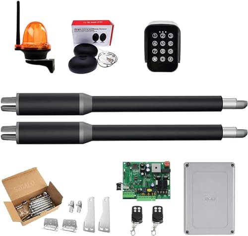 Kit d'ouverture de portail électrique 200 kg à double bras avec actionneur automatique de moteur – Opérateur de contrôle d'accès pour porte battante – Ouvre-portail automatique