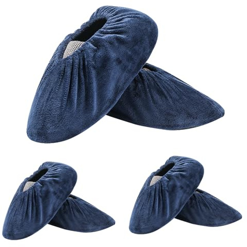 KASESSS 3 Paia Copriscarpe Riutilizzabili, Antiscivolo Copri Scarpe, Copriscarpe Lavabili, Sovrascarpe Antipolvere, Copriscarpe in Flanella, Copertura Scarpe per La Casa Moquette Pavimento, Unisex