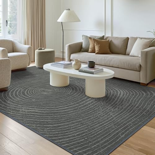 GENIMO - Tappeto Antiscivolo Moderno Botanico - 120x170cm - Corto Pile - Design Naturale e Elegante - Perfetto per Soggiorno - Marrone