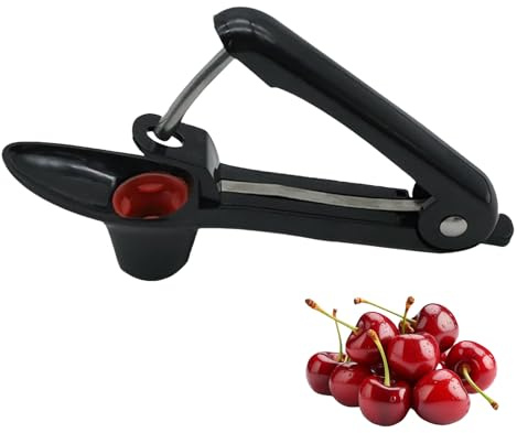 Deshuesador de cerezas, deshuesador de cerezas, acero inoxidable, deshuesador de cerezas, deshuesador de huesos de cereza, deshuesador de frutas, eliminador de núcleos de fruta (negro)