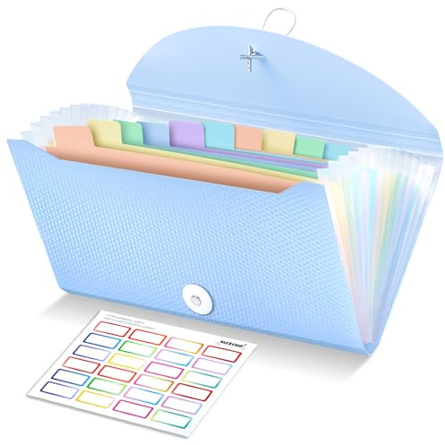 Nicecho Receipt Coupon Organizer, 13 Pockets Small Accordion File Organizer with Labels for Receipt Cards, Bill Business, Coupons Storage, 10.2X 5.1 Inches
